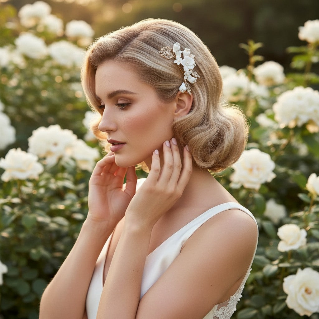 ATHENA COLLECTION - EXQUISITE LUXE FLOWER HAIR PIN - (PIN39) - GOLD