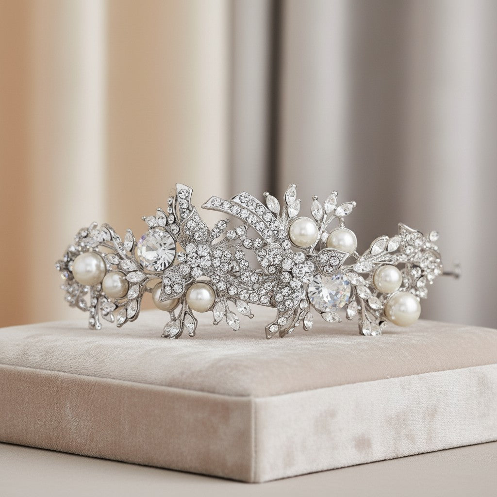 ELITE COLLECTION - Luxe Enchanting Pearl Tiara - Pearl (Tiara 10)