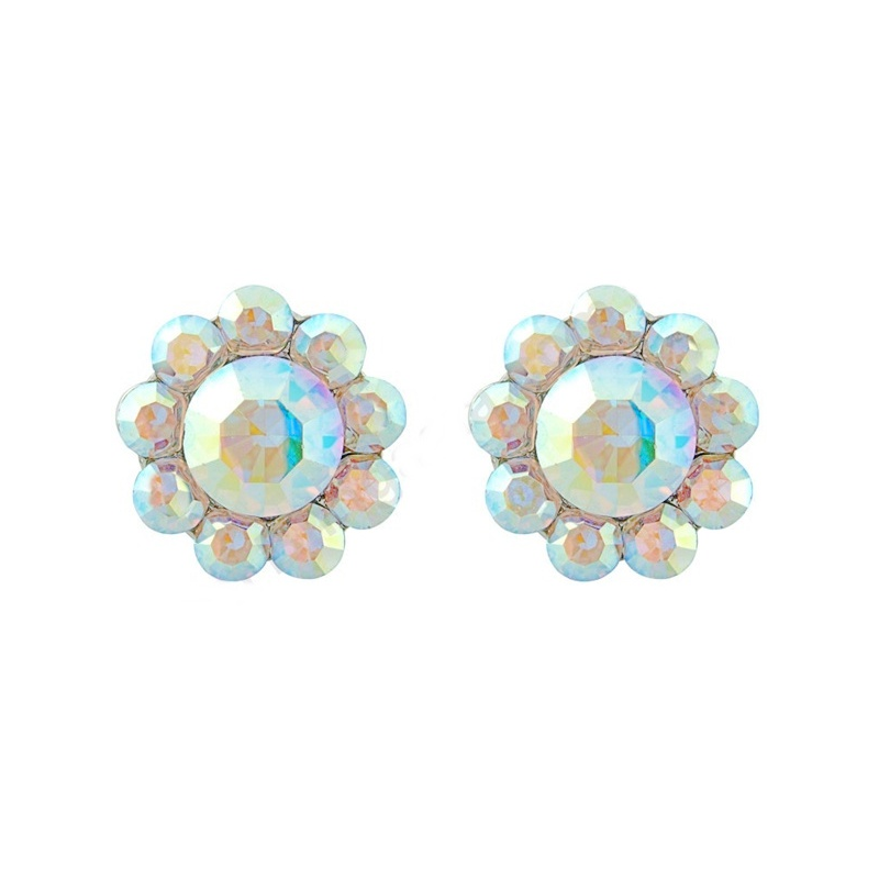 Shimmer Crystal Stud Earrings - AB (S-ER25)REDUCED TO CLEAR