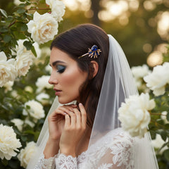 ATHENA COLLECTION - GATSBY STYLE CRYSTAL CLIPS - (CLIP748) SAPPHIRE