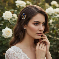 ATHENA COLLECTION - GATSBY STYLE CRYSTAL CLIPS - (CLIP748) SAPPHIRE