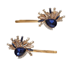 ATHENA COLLECTION - GATSBY STYLE CRYSTAL CLIPS - (CLIP748) SAPPHIRE