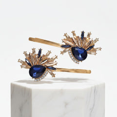 ATHENA COLLECTION - GATSBY STYLE CRYSTAL CLIPS - (CLIP748) SAPPHIRE