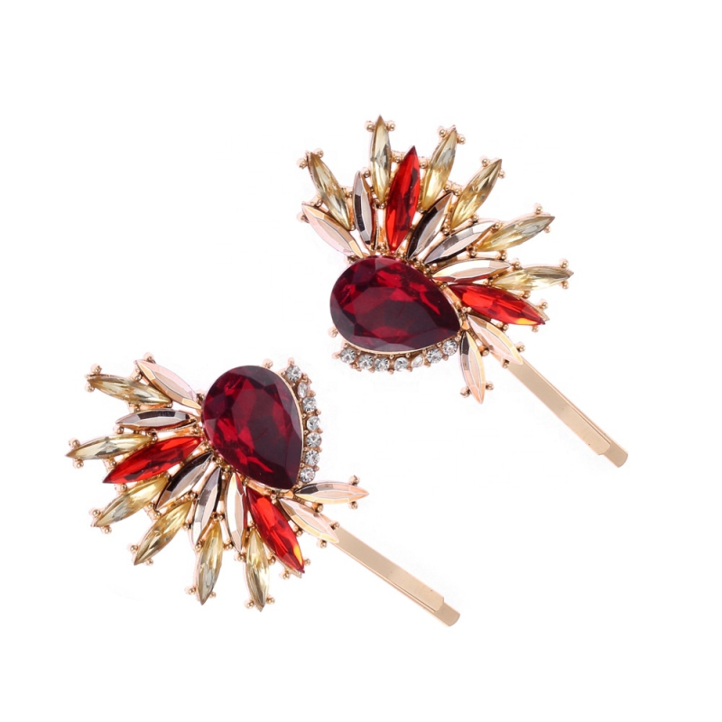 ATHENA COLLECTION - GATSBY STYLE CRYSTAL CLIPS - (CLIP748) RED