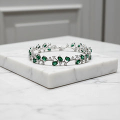 CUBIC ZIRCONIA COLLECTION - SIMPLY SPARKLE BRACELET - GREEN -CZBRA37