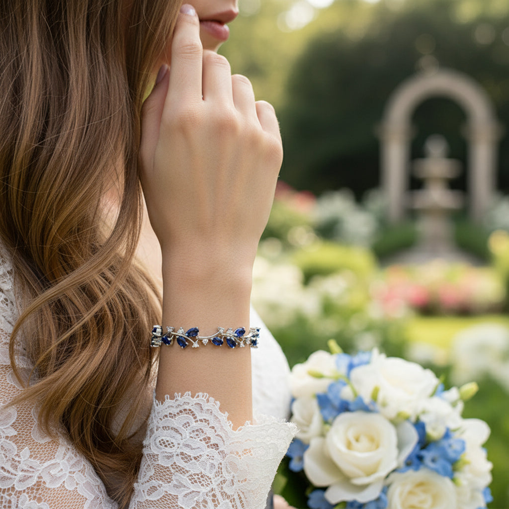 CUBIC ZIRCONIA COLLECTION - SIMPLY SPARKLE BRACELET -SAPPHIRE BLUE CZBRA37