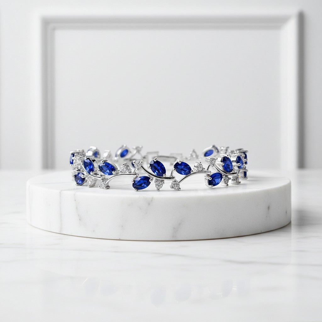 CUBIC ZIRCONIA COLLECTION - SIMPLY SPARKLE BRACELET -SAPPHIRE BLUE CZBRA37