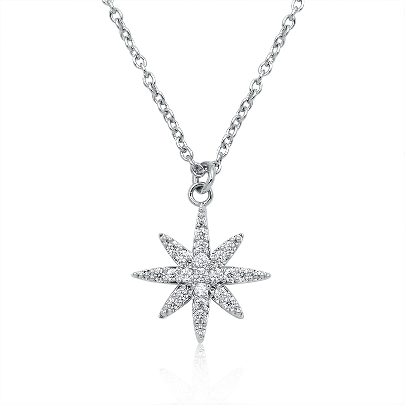 ATHENA COLLECTION - CRYSTAL STAR NECKLACE - CZNK85 SILVER