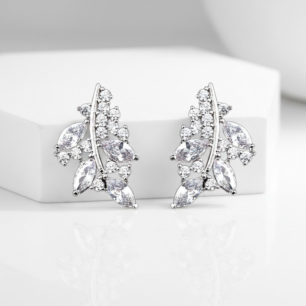 CUBIC ZIRCONIA COLLECTION - CHIC SPARKLE EARRINGS - CZER472 SILVER