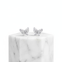 CUBIC ZIRCONIA COLLECTION - CRYSTAL BUTTERFLY EARRINGS - (CZER473) SILVER