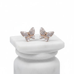 CUBIC ZIRCONIA COLLECTION - CRYSTAL BUTTERFLY EARRINGS - (CZER473) GOLD