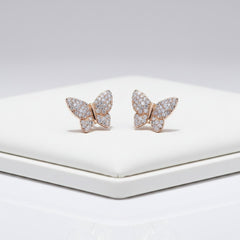 CUBIC ZIRCONIA COLLECTION - CRYSTAL BUTTERFLY EARRINGS - (CZER473) GOLD