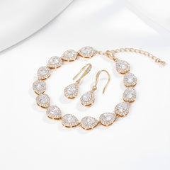 CUBIC ZIRCONIA COLLECTION - CRYSTAL TEARDROP BRACELET SET -BRA36 GOLD
