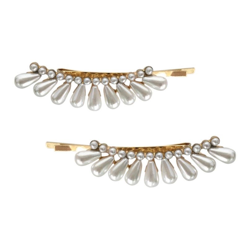 ATHENA COLLECTION - GATSBY STYLE CLIPS - GOLD (PAIR)