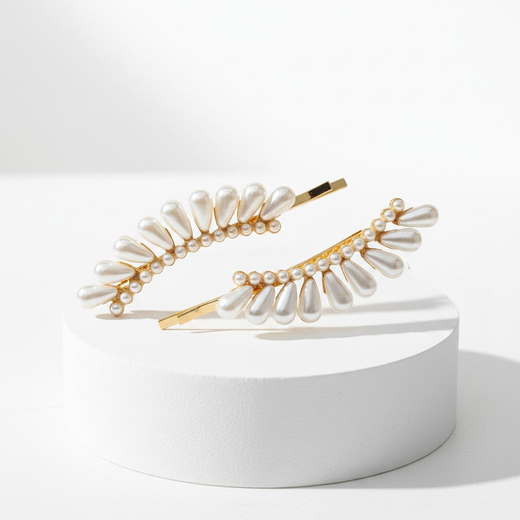 ATHENA COLLECTION - GATSBY STYLE CLIPS - GOLD (PAIR)