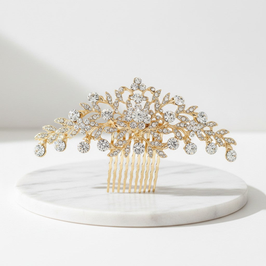 ATHENA COLLECTION - CRYSTAL DIVINE HAIR COMB - GOLD (HC188)