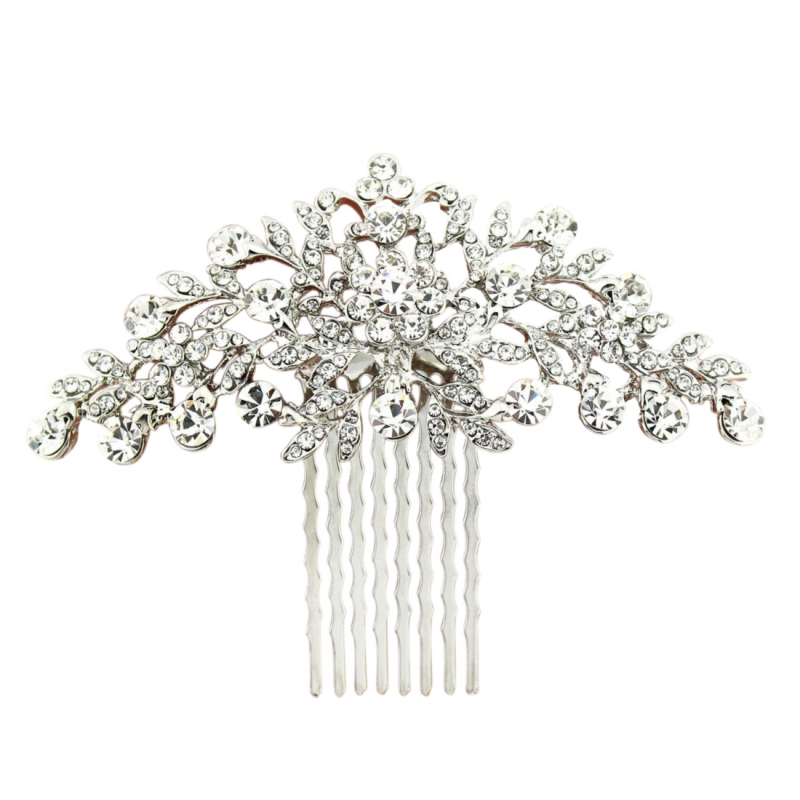 ATHENA COLLECTION - CRYSTAL DIVINE HAIR COMB - SILVER (HC188)