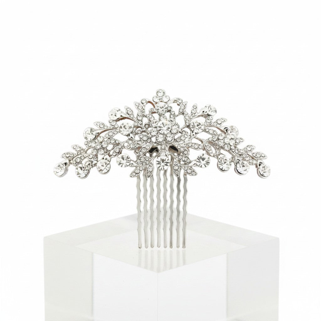 ATHENA COLLECTION - CRYSTAL DIVINE HAIR COMB - SILVER (HC188)