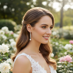 CUBIC ZIRCONIA COLLECTION - PEARL DROP EARRINGS - CZER474