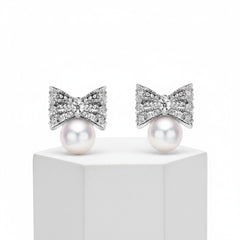 CUBIC ZIRCONIA COLLECTION - TREASURE BOW EARRINGS - CZER475