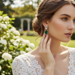 CUBIC ZIRCONIA COLLECTION - STARLET CHIC EARRINGS - CZER368 GREEN