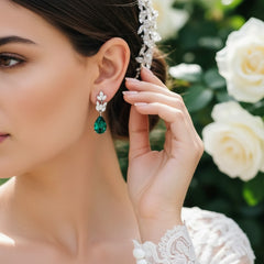 CUBIC ZIRCONIA COLLECTION - STARLET CHIC EARRINGS - CZER368 GREEN