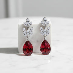 CUBIC ZIRCONIA COLLECTION - STARLET CHIC EARRINGS - CZER368 RED