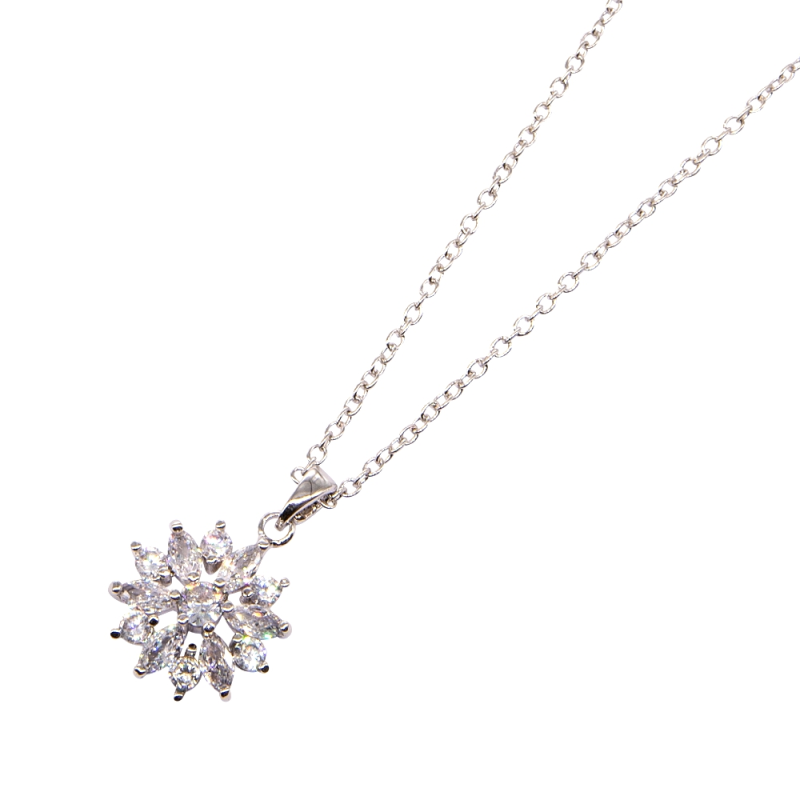 CUBIC ZIRCONIA - CRYSTAL SPARKLE NECKLACE - CZNK87 SILVER