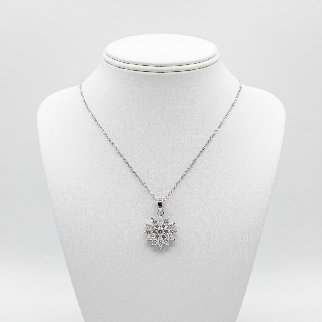 CUBIC ZIRCONIA - CRYSTAL SPARKLE NECKLACE - CZNK87 SILVER