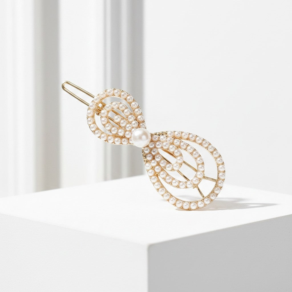 ATHENA COLLECTION - CHIC PEARL BOW CLIP - (CLIP 747)  GOLD