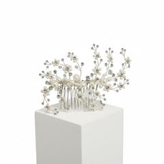 SASSB COLLECTION - DARCEY PEARL DIVINE HAIR COMB - SILVER