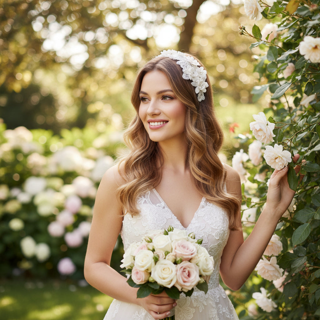 ATHENA COLLECTION - DAINTY FLOWER HEADBAND - AHB210 -SILVER