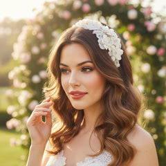 ATHENA COLLECTION - DAINTY FLOWER HEADBAND - AHB210 -SILVER