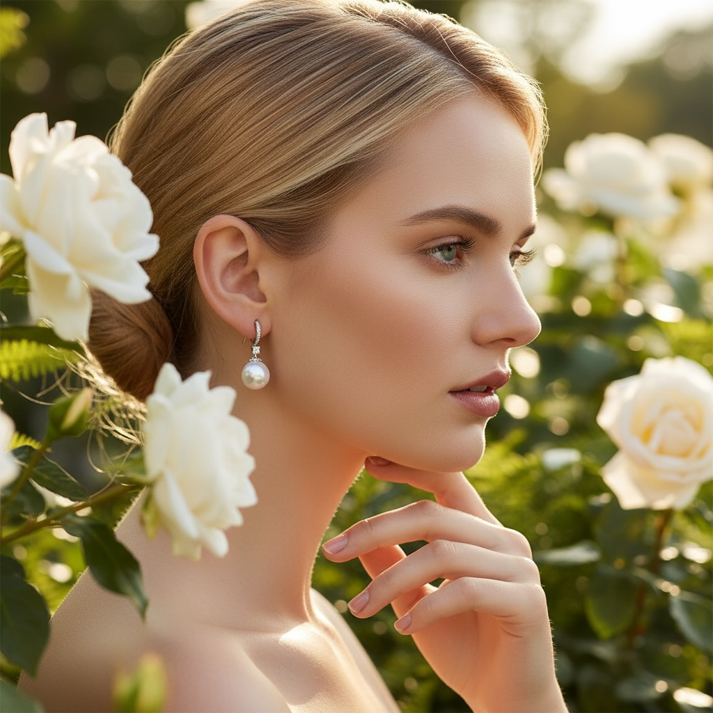 STERLING SILVER COLLECTION - EXQUISITE PEARL DROP EARRINGS - CZER852 SILVER