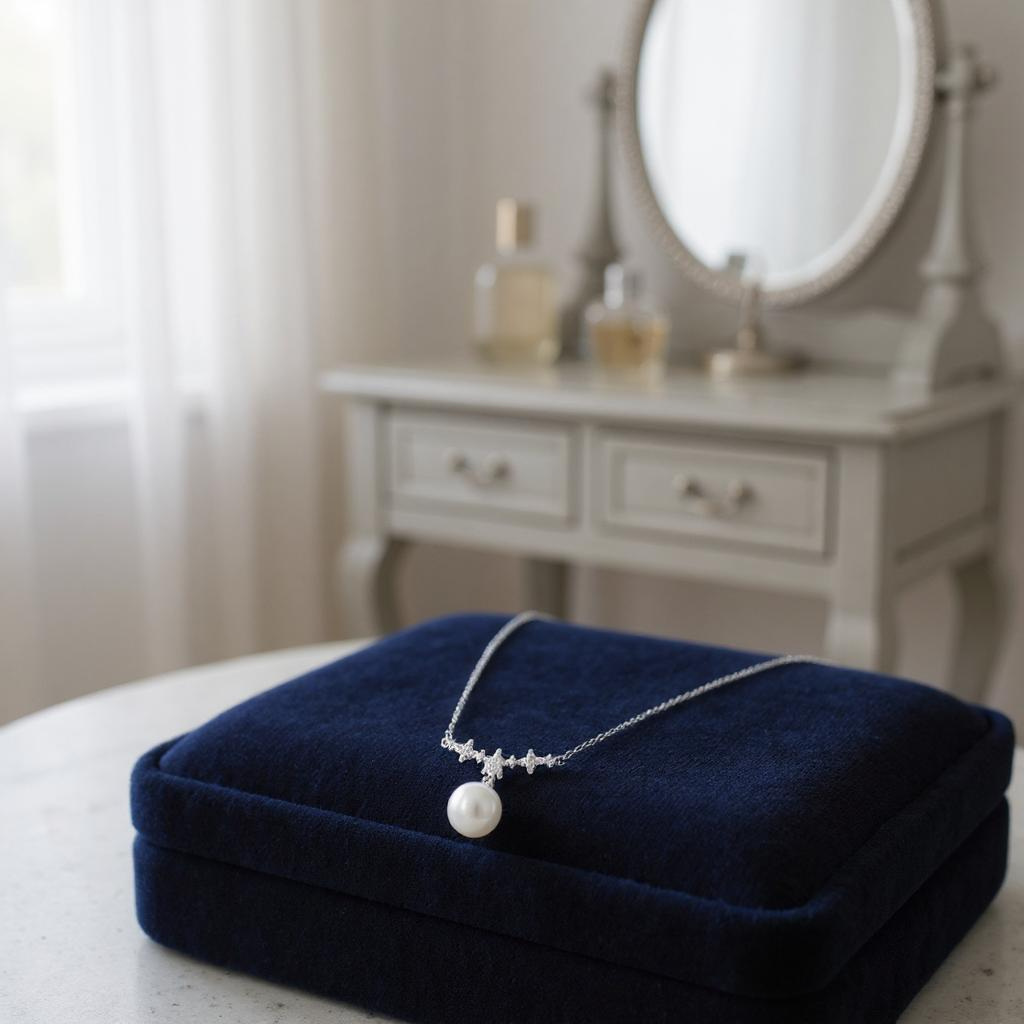 STERLING SILVER COLLECTION - CHIC PEARL DROP NECKLACE - CZNK262 925 SILVER