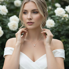 STERLING SILVER COLLECTION - CHIC PEARL DROP NECKLACE - CZNK262 925 SILVER