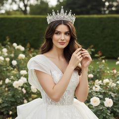 ATHENA COLLECTION - GLITZY GLAM CROWN - AHB214 SILVER