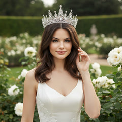 ATHENA COLLECTION - GLITZY GLAM CROWN - AHB214 SILVER