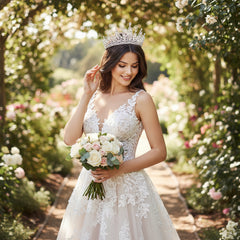 ATHENA COLLECTION - GLITZY GLAM CROWN - AHB214 SILVER