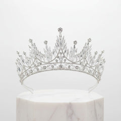 ATHENA COLLECTION - GLITZY GLAM CROWN - AHB214 SILVER