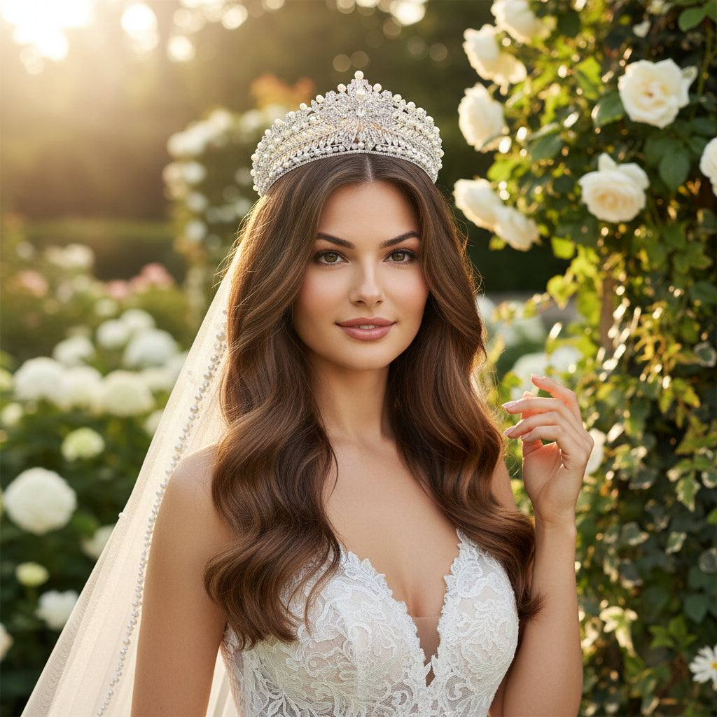ATHENA COLLECTION - PEARL STATEMENT CROWN - AHB215 SILVER