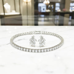 CUBIC ZIRCONIA COLLECTION - TENNIS BRACELET SET - SILVER