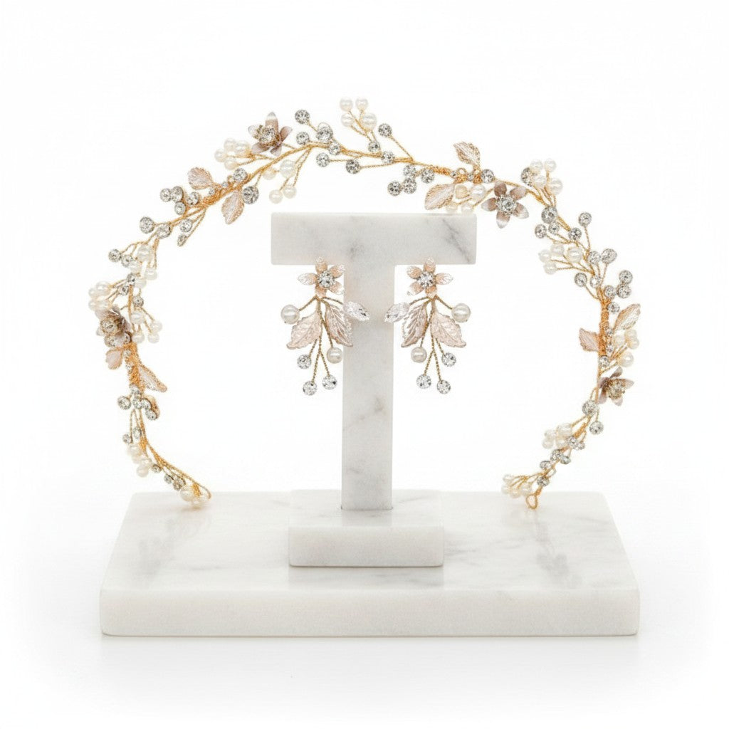 ATHENA COLLECTION - FLORAL EXTRAVAGANCE HAIR VINE SET - GOLD HP206