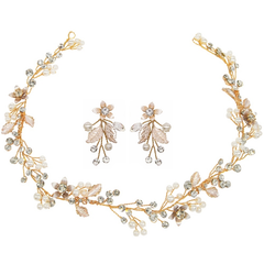 ATHENA COLLECTION - FLORAL EXTRAVAGANCE HAIR VINE SET - GOLD HP206
