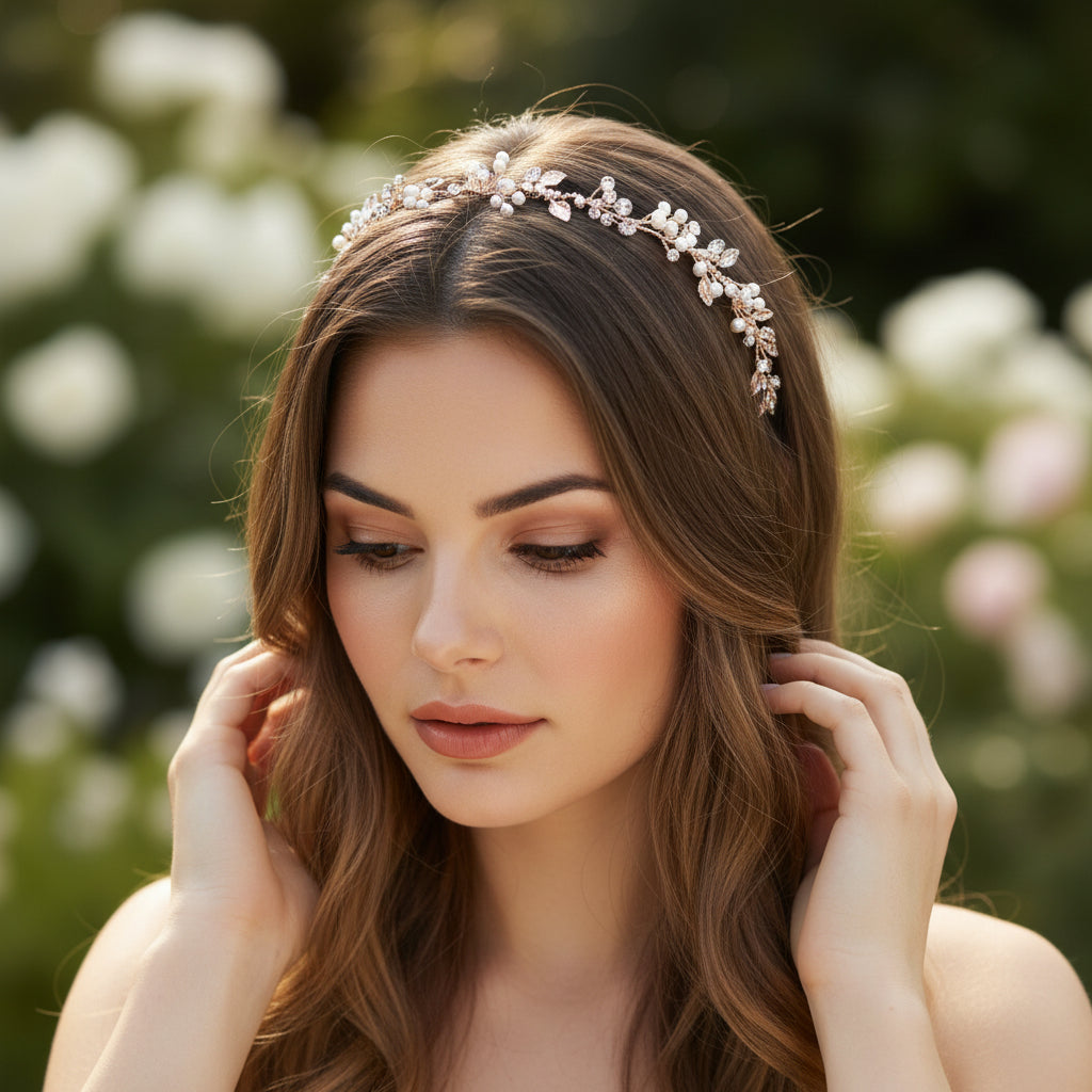 ATHENA COLLECTION - FLORAL EXTRAVAGANCE HAIR VINE- SILVER - HP206