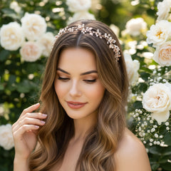 ATHENA COLLECTION - FLORAL EXTRAVAGANCE HAIR VINE- SILVER - HP206