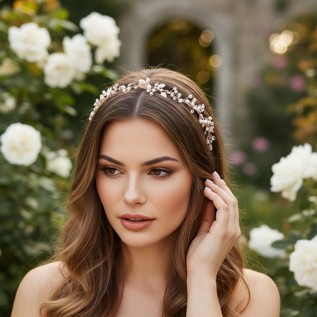 ATHENA COLLECTION - FLORAL EXTRAVAGANCE HAIR VINE- SILVER - HP206