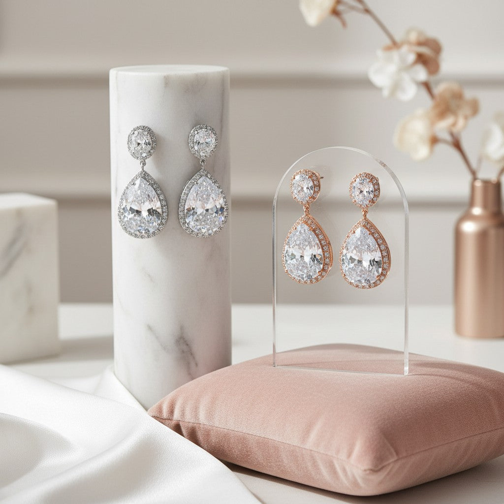 CUBIC ZIRCONIA COLLECTION - SHEER ELEGANCE EARRINGS - PAIR