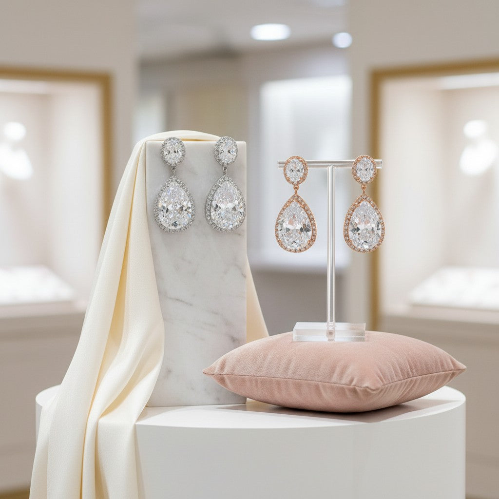 CUBIC ZIRCONIA COLLECTION - SHEER ELEGANCE EARRINGS - PAIR