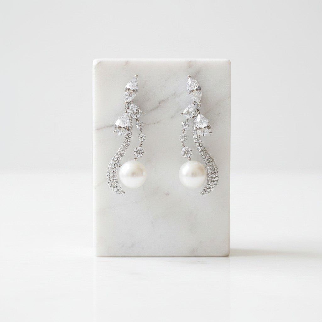 CUBIC ZIRCONIA COLLECTION - SPARKLE ELEGANCE EARRINGS - CZER854 SILVER